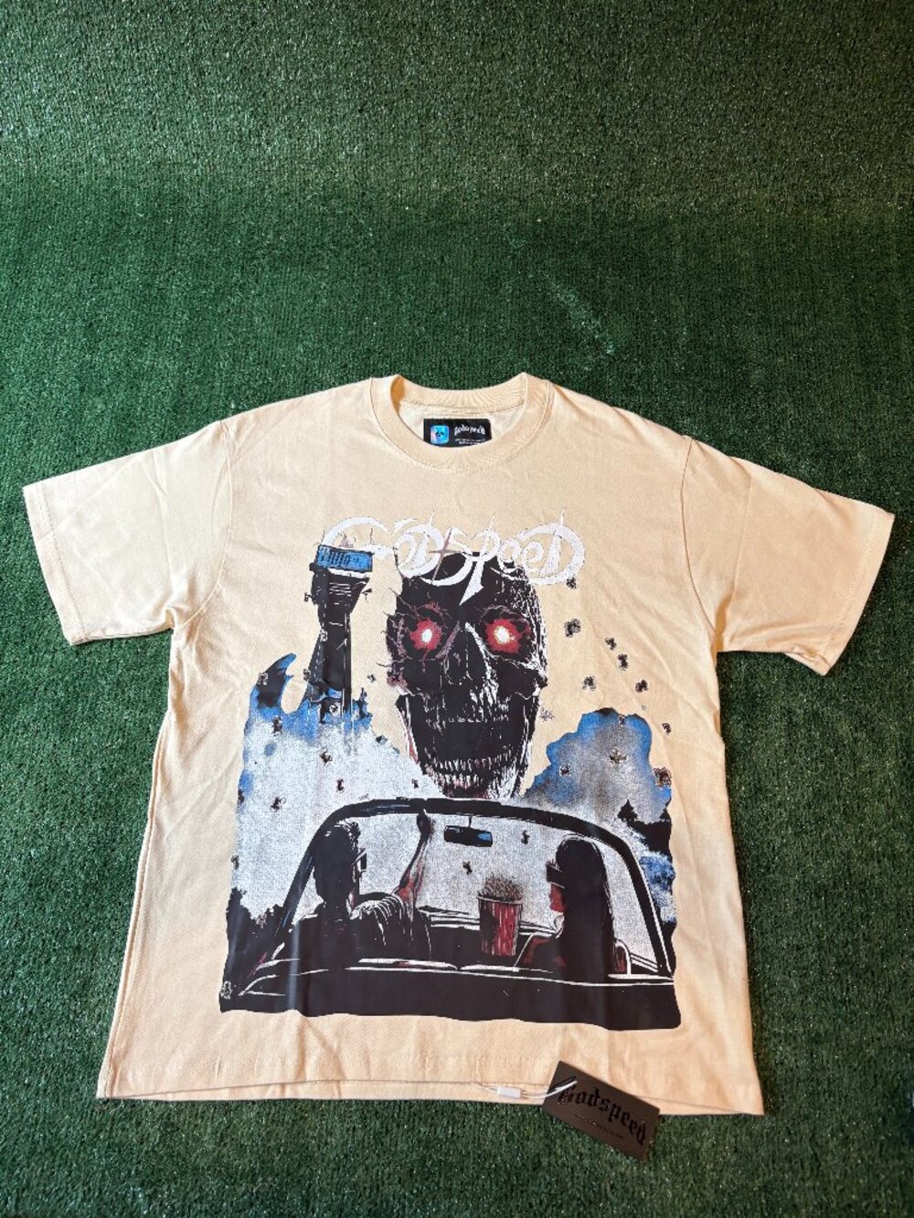 Godspeed Skull Graphic Tee Cream NWT